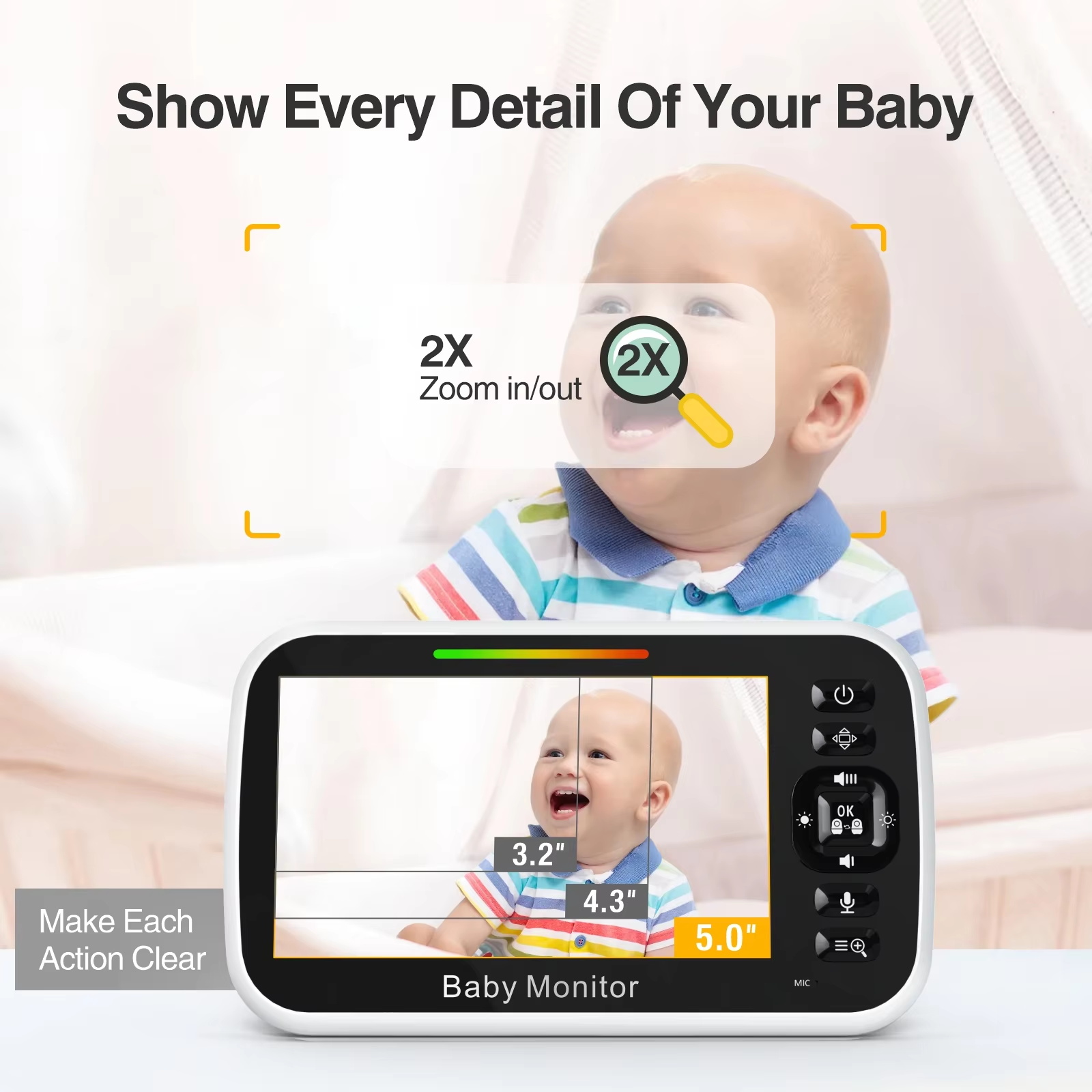 5,0-дюймовый видеоняня с ЖК-эк – обзор и цена Baby Monitor Sensor